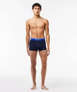 Lacoste Underwear & Lounge Wear-Pack Of 3 Navy Casual Trunks With Contrasting Waistband