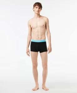 Lacoste Underwear & Lounge Wear-Pack Of 3 Navy Casual Trunks With Contrasting Waistband