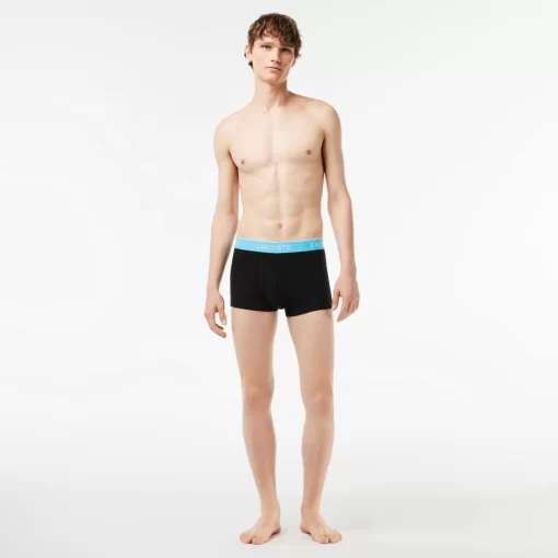 Lacoste Underwear & Lounge Wear-Pack Of 3 Navy Casual Trunks With Contrasting Waistband