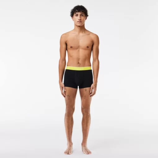 Lacoste Underwear & Lounge Wear-Pack Of 3 Navy Casual Trunks With Contrasting Waistband