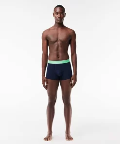 Lacoste Underwear & Lounge Wear-Pack Of 3 Navy Casual Trunks With Contrasting Waistband