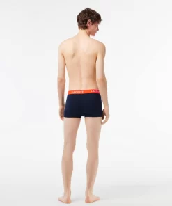 Lacoste Underwear & Lounge Wear-Pack Of 3 Navy Casual Trunks With Contrasting Waistband