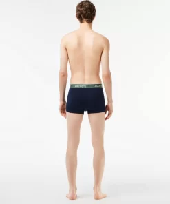 Lacoste Underwear & Lounge Wear-Pack Of 3 Navy Casual Trunks With Contrasting Waistband