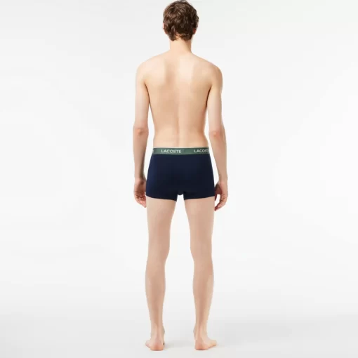 Lacoste Underwear & Lounge Wear-Pack Of 3 Navy Casual Trunks With Contrasting Waistband