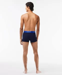 Lacoste Underwear & Lounge Wear-Pack Of 3 Navy Casual Trunks With Contrasting Waistband