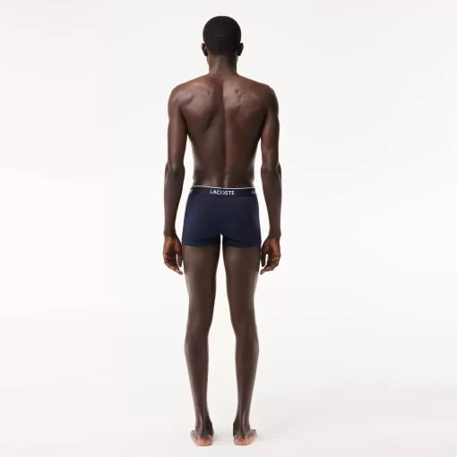 Lacoste Underwear & Lounge Wear-Pack Of 3 Navy Casual Trunks With Contrasting Waistband