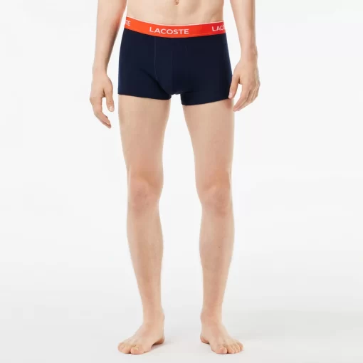 Lacoste Underwear & Lounge Wear-Pack Of 3 Navy Casual Trunks With Contrasting Waistband