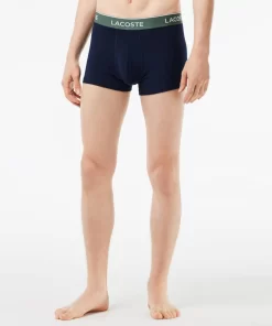 Lacoste Underwear & Lounge Wear-Pack Of 3 Navy Casual Trunks With Contrasting Waistband