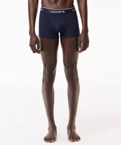 Lacoste Underwear & Lounge Wear-Pack Of 3 Navy Casual Trunks With Contrasting Waistband