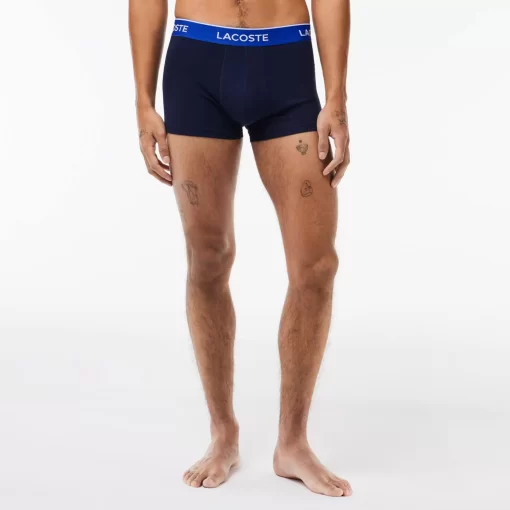 Lacoste Underwear & Lounge Wear-Pack Of 3 Navy Casual Trunks With Contrasting Waistband