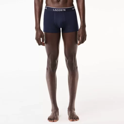 Lacoste Underwear & Lounge Wear-Pack Of 3 Navy Casual Trunks With Contrasting Waistband