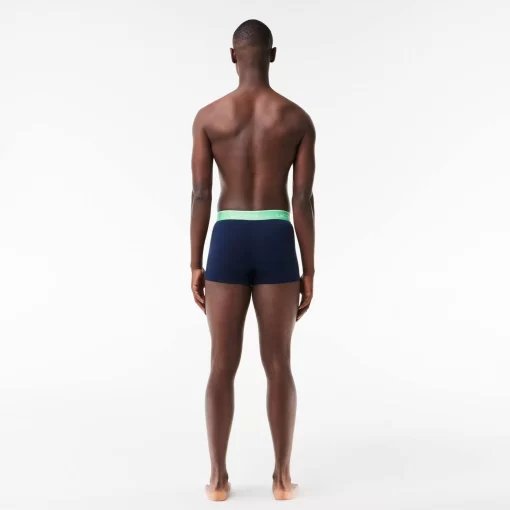 Lacoste Underwear & Lounge Wear-Pack Of 3 Navy Casual Trunks With Contrasting Waistband