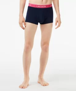 Lacoste Underwear & Lounge Wear-Pack Of 3 Navy Casual Trunks With Contrasting Waistband