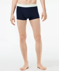 Lacoste Underwear & Lounge Wear-Pack Of 3 Navy Casual Trunks With Contrasting Waistband