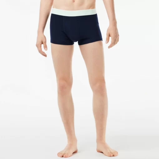 Lacoste Underwear & Lounge Wear-Pack Of 3 Navy Casual Trunks With Contrasting Waistband