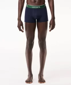 Lacoste Underwear & Lounge Wear-Pack Of 3 Navy Casual Trunks With Contrasting Waistband