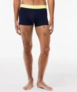 Lacoste Underwear & Lounge Wear-Pack Of 3 Navy Casual Trunks With Contrasting Waistband