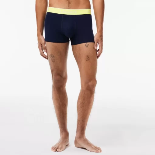 Lacoste Underwear & Lounge Wear-Pack Of 3 Navy Casual Trunks With Contrasting Waistband