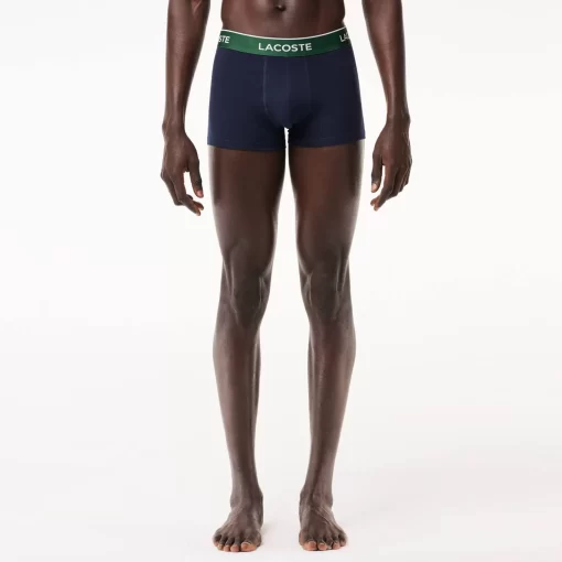 Lacoste Underwear & Lounge Wear-Pack Of 3 Navy Casual Trunks With Contrasting Waistband