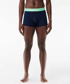 Lacoste Underwear & Lounge Wear-Pack Of 3 Navy Casual Trunks With Contrasting Waistband