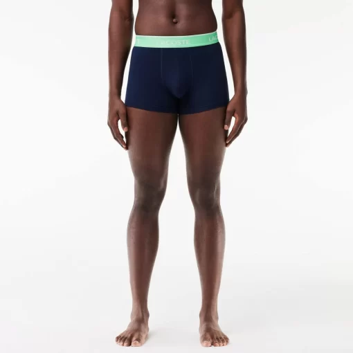 Lacoste Underwear & Lounge Wear-Pack Of 3 Navy Casual Trunks With Contrasting Waistband