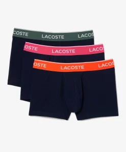 Lacoste Underwear & Lounge Wear-Pack Of 3 Navy Casual Trunks With Contrasting Waistband