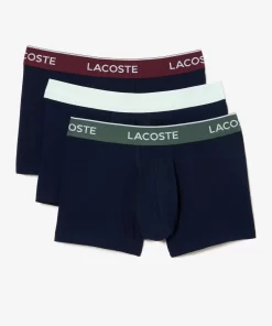 Lacoste Underwear & Lounge Wear-Pack Of 3 Navy Casual Trunks With Contrasting Waistband