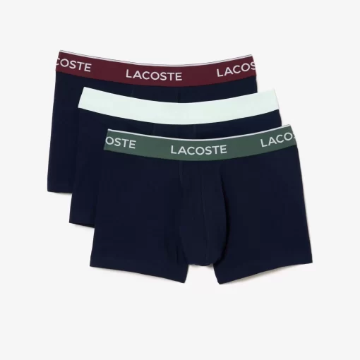 Lacoste Underwear & Lounge Wear-Pack Of 3 Navy Casual Trunks With Contrasting Waistband