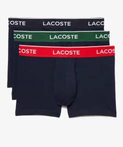 Lacoste Underwear & Lounge Wear-Pack Of 3 Navy Casual Trunks With Contrasting Waistband