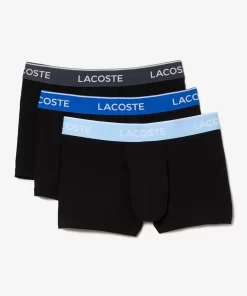 Lacoste Underwear & Lounge Wear-Pack Of 3 Navy Casual Trunks With Contrasting Waistband