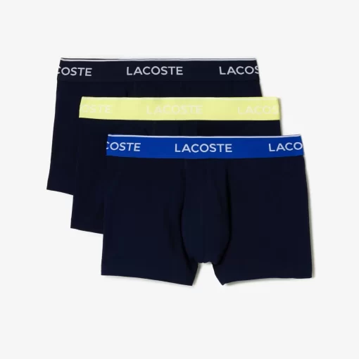 Lacoste Underwear & Lounge Wear-Pack Of 3 Navy Casual Trunks With Contrasting Waistband