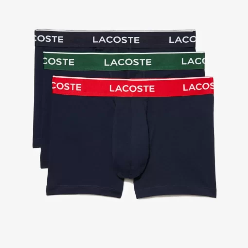 Lacoste Underwear & Lounge Wear-Pack Of 3 Navy Casual Trunks With Contrasting Waistband