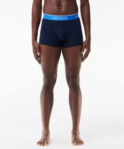 Lacoste Underwear & Lounge Wear-Pack Of 3 Navy Casual Trunks With Contrasting Waistband