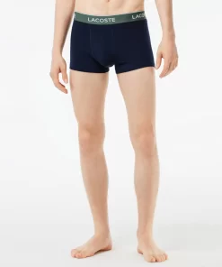 Lacoste Underwear & Lounge Wear-Pack Of 3 Navy Casual Trunks With Contrasting Waistband