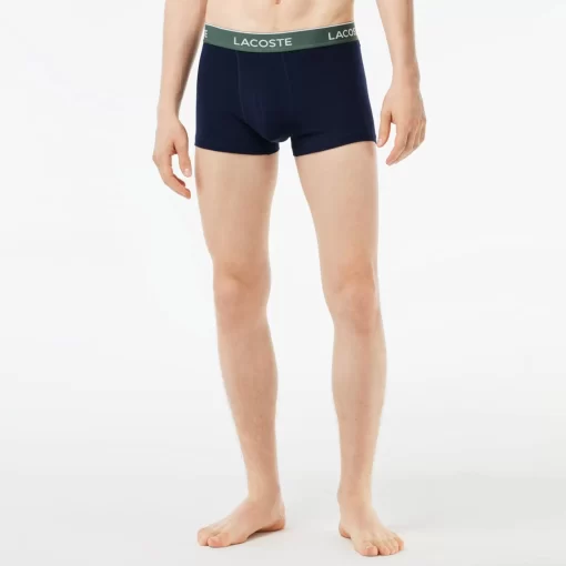 Lacoste Underwear & Lounge Wear-Pack Of 3 Navy Casual Trunks With Contrasting Waistband