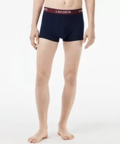 Lacoste Underwear & Lounge Wear-Pack Of 3 Navy Casual Trunks With Contrasting Waistband