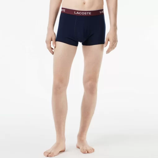 Lacoste Underwear & Lounge Wear-Pack Of 3 Navy Casual Trunks With Contrasting Waistband