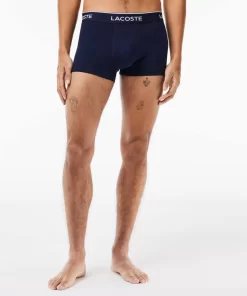 Lacoste Underwear & Lounge Wear-Pack Of 3 Navy Casual Trunks With Contrasting Waistband