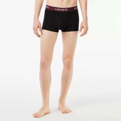 Lacoste Underwear & Lounge Wear-Pack Of 3 Navy Casual Trunks With Contrasting Waistband