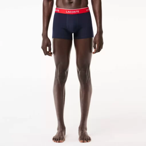 Lacoste Underwear & Lounge Wear-Pack Of 3 Navy Casual Trunks With Contrasting Waistband