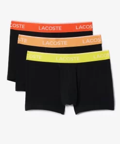 Lacoste Underwear & Lounge Wear-Pack Of 3 Navy Casual Trunks With Contrasting Waistband