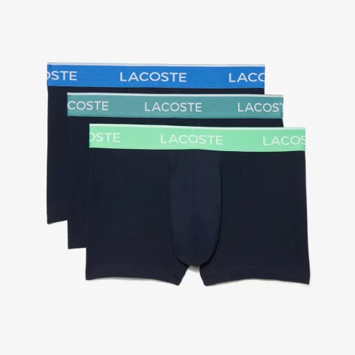 Lacoste Underwear & Lounge Wear-Pack Of 3 Navy Casual Trunks With Contrasting Waistband