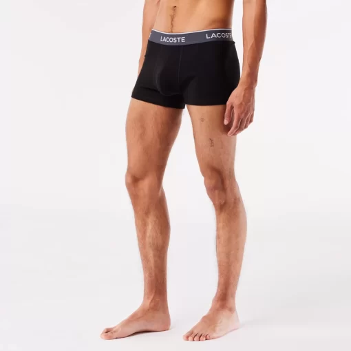 Lacoste Underwear & Lounge Wear-Pack Of 3 Navy Casual Trunks With Contrasting Waistband