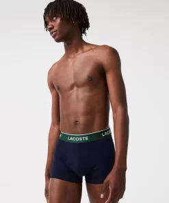 Lacoste Underwear & Lounge Wear-Pack Of 3 Navy Casual Trunks With Contrasting Waistband