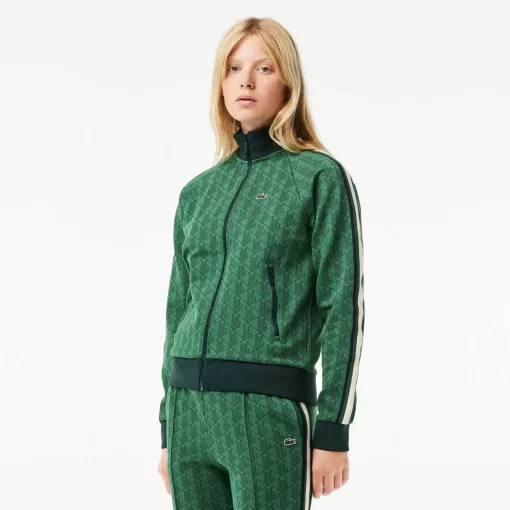 Lacoste Sweatshirts-Paris High Neck Zipped Jacquard Monogram Sweatshirt