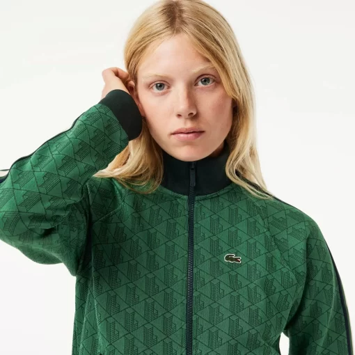 Lacoste Sweatshirts-Paris High Neck Zipped Jacquard Monogram Sweatshirt