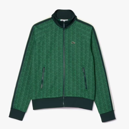 Lacoste Sweatshirts-Paris High Neck Zipped Jacquard Monogram Sweatshirt