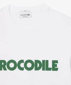 Lacoste T-Shirts-Pique Effect Slogan Cotton Jersey T-Shirt