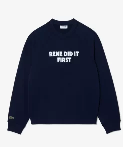 Lacoste Sweatshirts-Pique Effect Slogan Jogger Sweatshirt