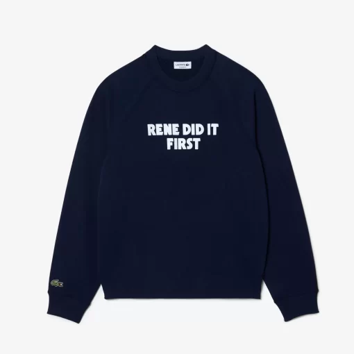 Lacoste Sweatshirts-Pique Effect Slogan Jogger Sweatshirt